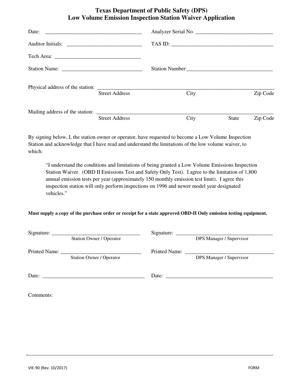 Form VIE-90 - Fill Out, Sign Online and Download Fillable PDF, Texas ...