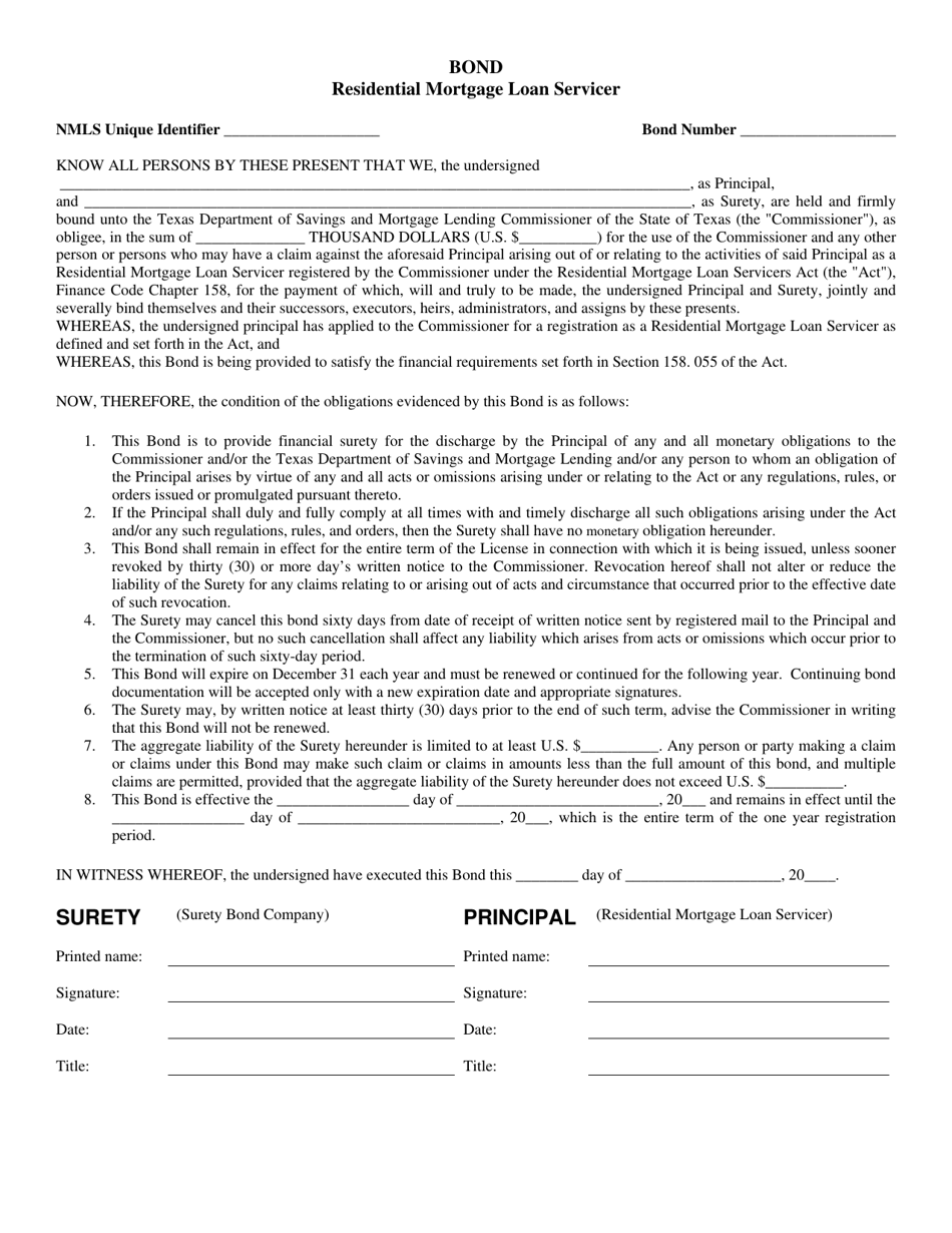 Bond Residential Mortgage Loan Servicer - Texas, Page 1