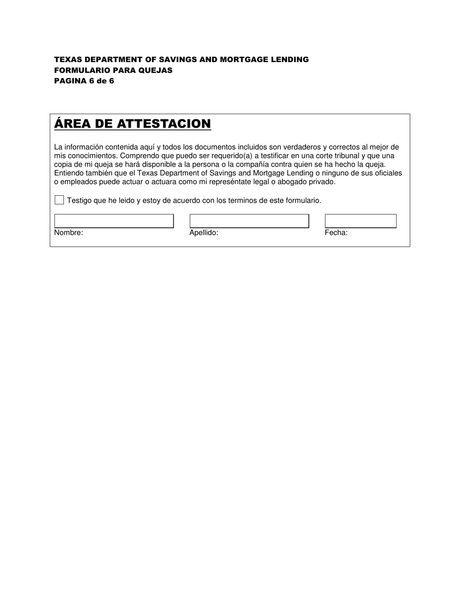 Formulario Para Quejas - Texas (Spanish), Page 7