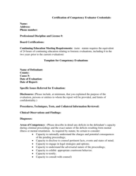 Template for Competency Evaluations - Texas