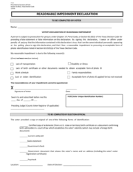 Reasonable Impediment Declaration Form - Texas, Page 2
