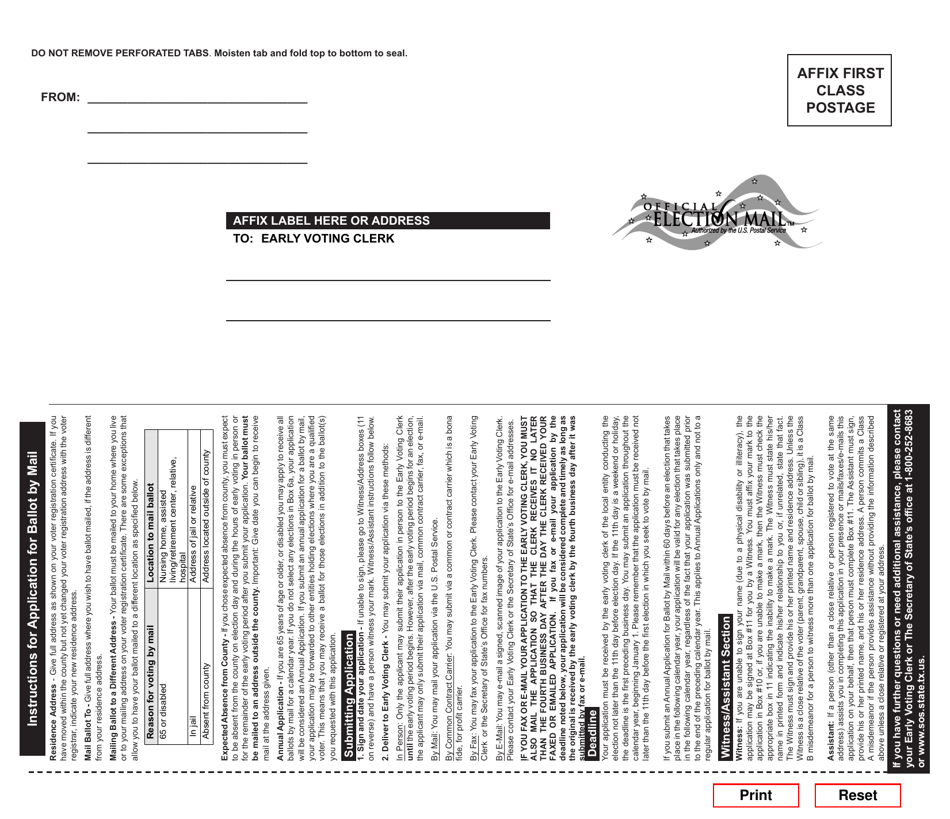 Application for Ballot by Mail - Texas, Page 2