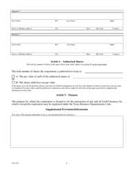 Form 201 Certificate of Formation - for-Profit Corporation - Texas, Page 5
