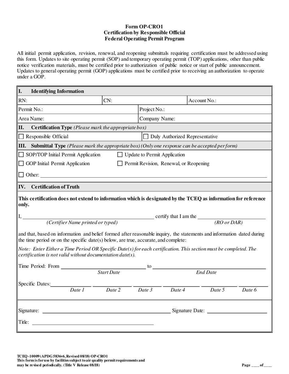 Form OP-CRO1 (TCEQ-10009) - Fill Out, Sign Online and Download Fillable ...