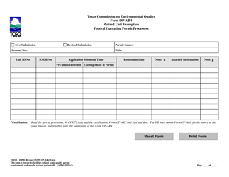 Form OP-AR4 (TCEQ-10098) Retired Unit Exemption - Texas, Page 3