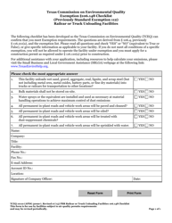 Document preview: Form TCEQ-10110 Exemption 106.148 Checklist Railcar or Truck Unloading Facilities - Texas