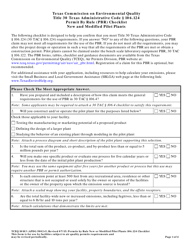 Document preview: Form TCEQ-10103 Permit by Rule 106.124, Checklist and Table for New and Modified Pilot Plants - Texas