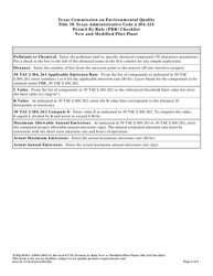 Form TCEQ-10103 Permit by Rule 106.124, Checklist and Table for New and Modified Pilot Plants - Texas, Page 4