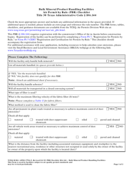 Document preview: Form TCEQ-10106 Bulk Mineral Product Handling Facilities Air Permit by Rule 106.144 Checklist - Texas