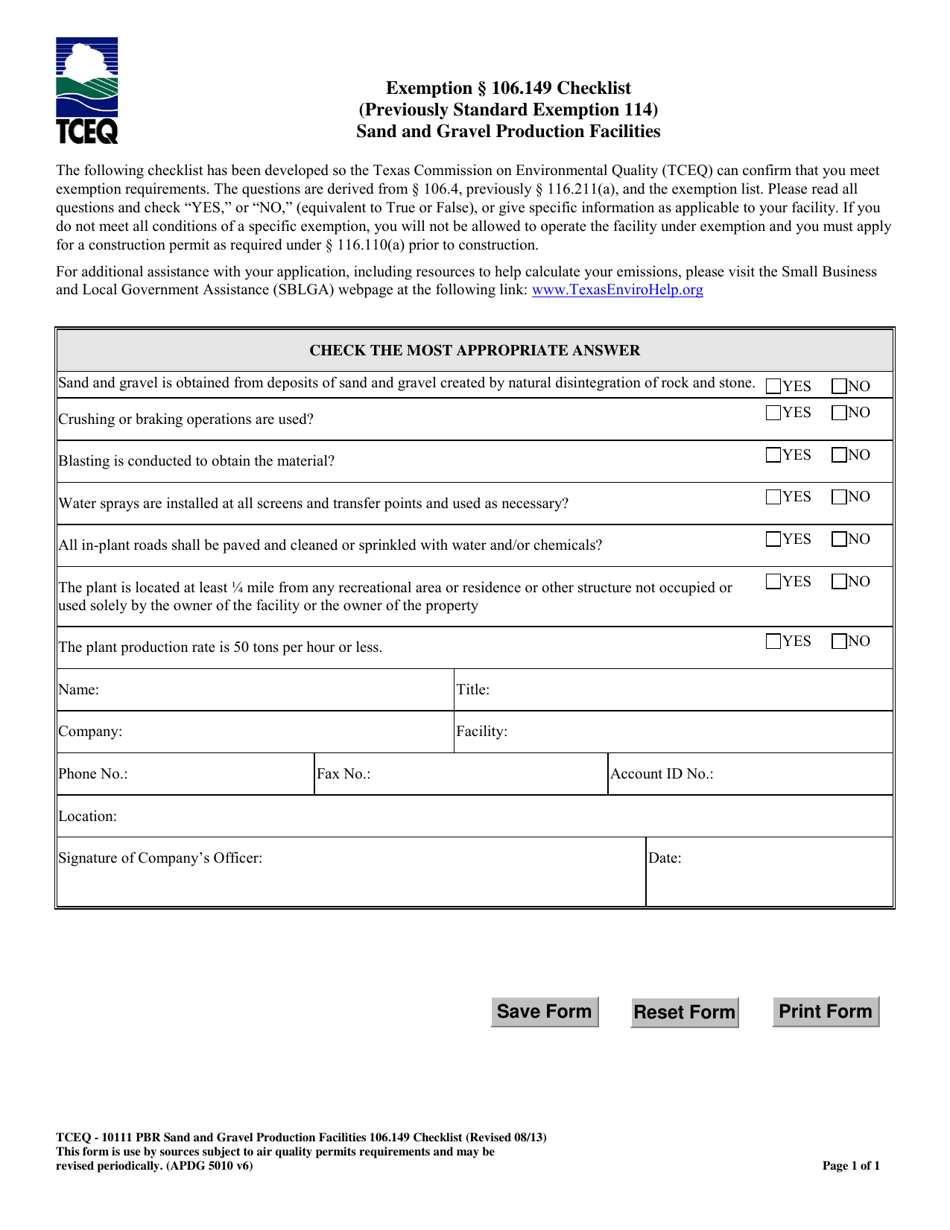 Form TCEQ-10111 - Fill Out, Sign Online and Download Fillable PDF ...