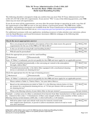 Document preview: Form TCEQ-10107 Permit by Rule 106.145 Checklist for Bulk Sand Handling Facility - Texas