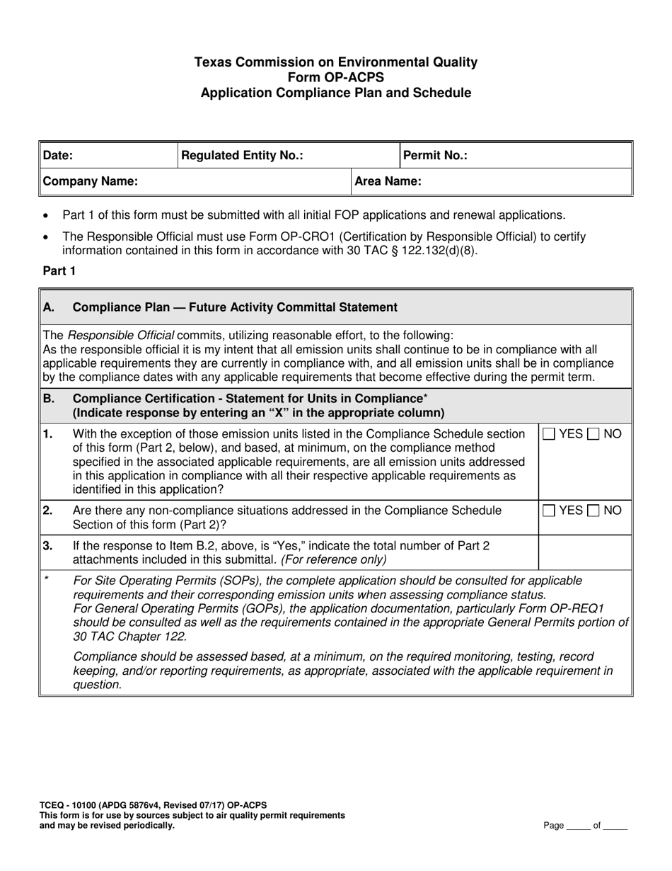 Form OP-ACPS (TCEQ-10100) - Fill Out, Sign Online and Download Fillable ...