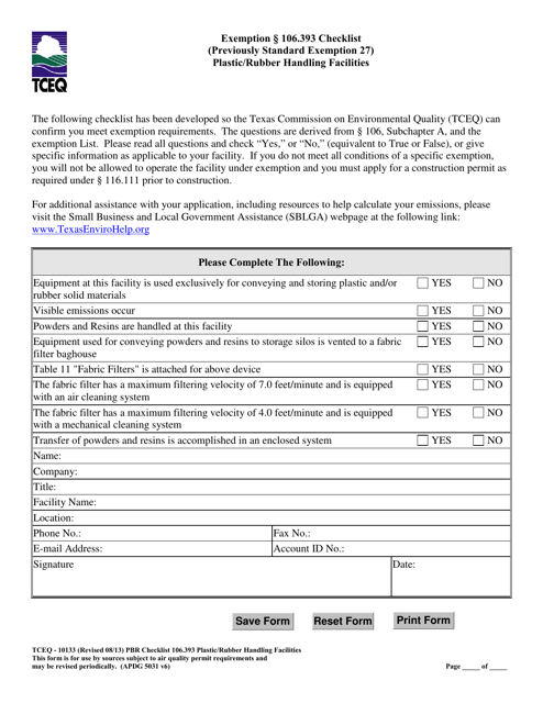 Form TCEQ-10133  Printable Pdf