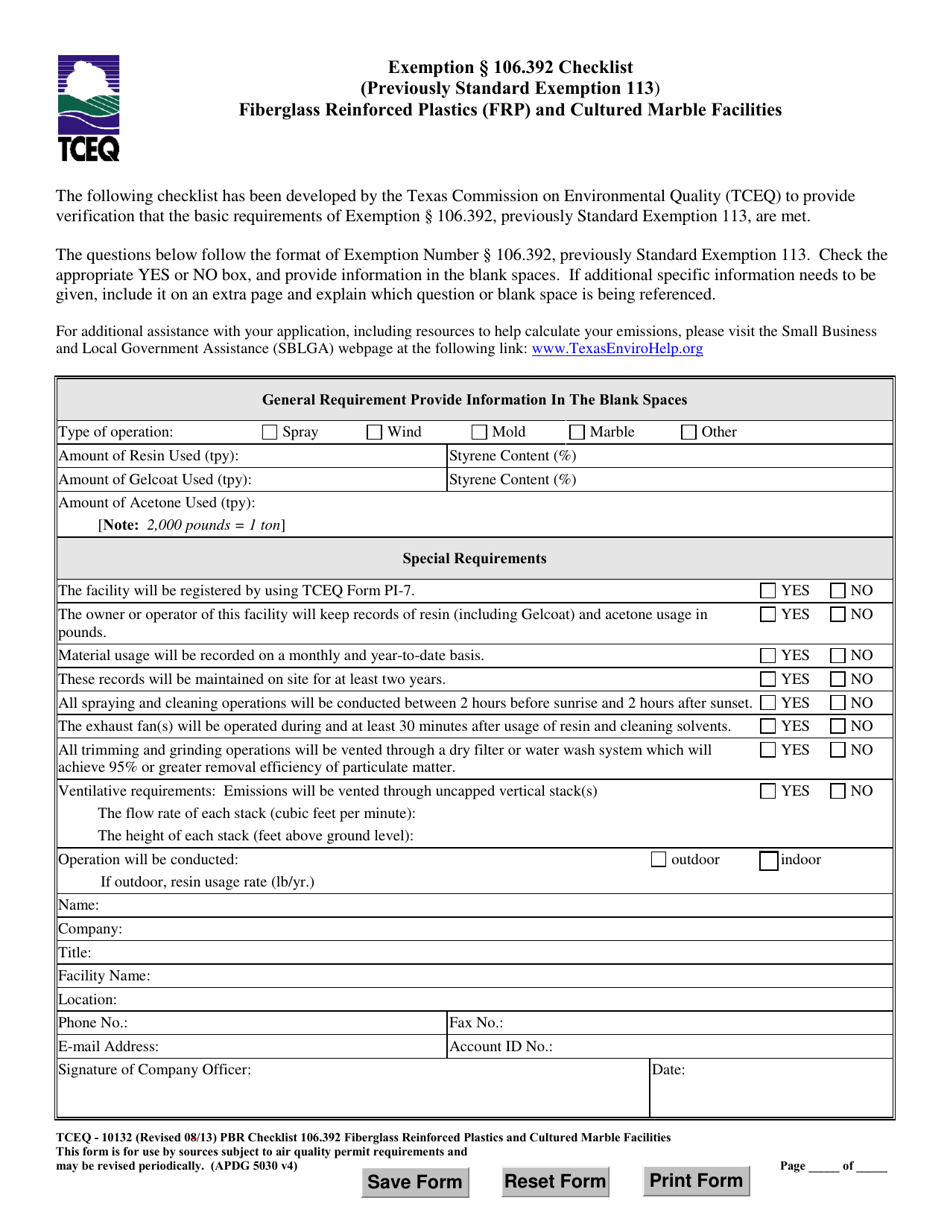 Form TCEQ10132 Fill Out, Sign Online and Download Fillable PDF