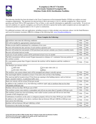 Form TCEQ-10135 Exemption 106.417 Checklist Ethylene Oxide (Eto) Sterilization Facilities - Texas