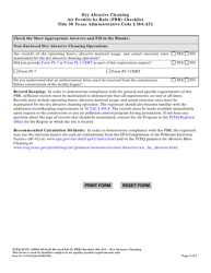 Form TCEQ-10139 Dry Abrasive Cleaning Air Permits by Rule 106.452 Checklist - Texas, Page 2