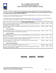 Document preview: Form TCEQ-10142 Exemption 106.473 Checklist for Organic and Inorganic Liquid Loading and Unloading - Texas