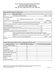 Form TCEQ-10138 Auto Body Refinishing Facility Air Permits by Rule 106.436 Checklist - Texas, Page 3