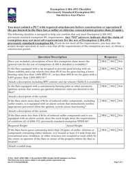 Form TCEQ-10145 Exemption 106.492 Checklist Smokeless Gas Flares - Texas