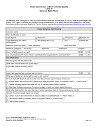 Document preview: Form TCEQ-10188 Table 20 Concrete Batch Plants - Texas