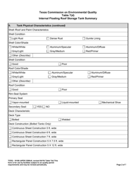 Form TCEQ-10168 Table 7(D) Internal Floating Roof Storage Tank Summary - Texas, Page 2