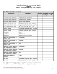 Form TCEQ-10168 Table 7(D) Internal Floating Roof Storage Tank Summary - Texas, Page 6