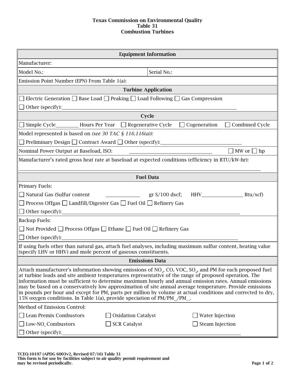 Form TCEQ-10197 Table 31 - Fill Out, Sign Online and Download Fillable ...