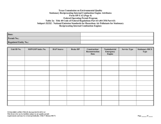 Form OP-UA2 (TCEQ-10003) Stationary Reciprocating Internal Combustion Engine Attributes - Texas, Page 34