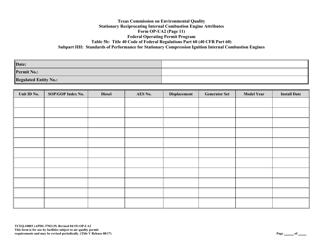 Form OP-UA2 (TCEQ-10003) Stationary Reciprocating Internal Combustion Engine Attributes - Texas, Page 41