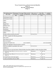 Form TCEQ-10190 Table 22 Hot Mix Asphalt Plants - Texas, Page 2