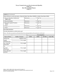 Form TCEQ-10190 Table 22 Hot Mix Asphalt Plants - Texas, Page 3