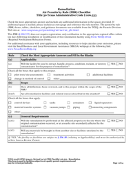 Form TCEQ-10148 Remediation Air Permits by Rule (Pbr) Checklist - Texas