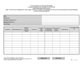 Form OP-UA49 (TCEQ-10292) Vacuum-Producing System Attributes - Texas, Page 4