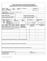 Form TCEQ-10360 Reportable Event/Activity Notification/Reporting Form - Texas