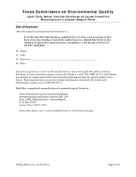 Form TCEQ-10432 Light-Duty Motor Vehicle Purchase or Lease Incentive Manufacturer&#039;s Annual Report Form - Texas, Page 3
