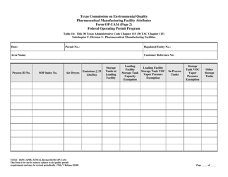 Form OP-UA34 (TCEQ-10291) Pharmaceutical Manufacturing Facility Attributes - Texas, Page 6