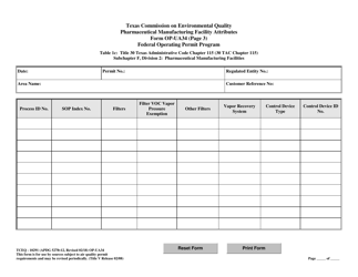 Form OP-UA34 (TCEQ-10291) Pharmaceutical Manufacturing Facility Attributes - Texas, Page 7