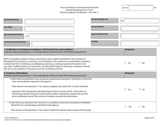 Document preview: Form PCC (TCEQ-10490) Permit Compliance Certification - Texas