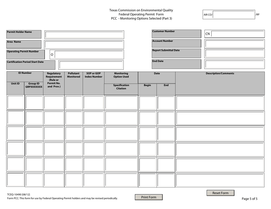 Form PCC (TCEQ-10490) Permit Compliance Certification - Texas, Page 3