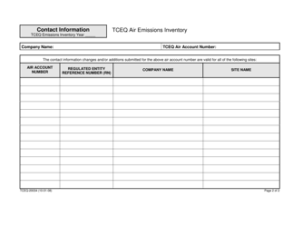 Form TCEQ-20034 Contact Information - Texas, Page 2