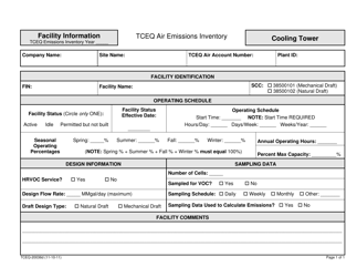 Document preview: Form TCEQ-20036D Facility Information Cooling Tower - Texas