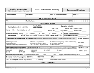 Document preview: Form TCEQ-20036F Facility Information Leaking Component Fugitives - Texas