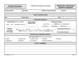 Document preview: Form TCEQ-20036K Facility Information Wastewater System Component - Texas