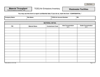 Document preview: Form TCEQ-20041D Material Throughput Wastewater Facilities - Texas