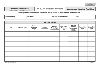 Document preview: Form TCEQ-20041B Material Throughput Storage and Loading Facilities - Texas