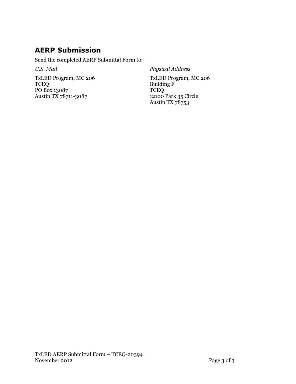 Form TCEQ-20394 Texas Low Emission Diesel (Txled) Alternative Emission Reduction Plan Submittal Form - Texas, Page 3