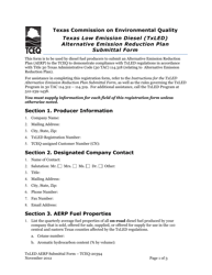 Document preview: Form TCEQ-20394 Texas Low Emission Diesel (Txled) Alternative Emission Reduction Plan Submittal Form - Texas
