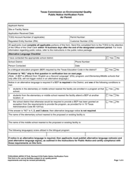 Document preview: Form TCEQ-20244 Public Notice Verification Form for Air Permitting - Texas