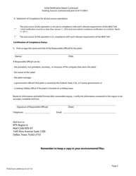 Form TCEQ-20454 Initial Notification Report - Existing Sources - Texas, Page 2