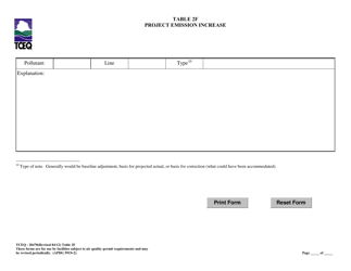 Form TCEQ-20470 Table 2F Project Emission Increase - Texas, Page 2